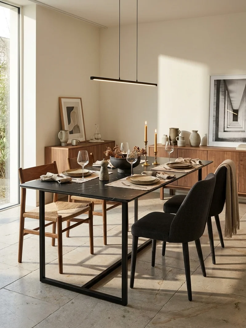 Esstisch Marmoroptik Metall Rechteckig Modern Klein