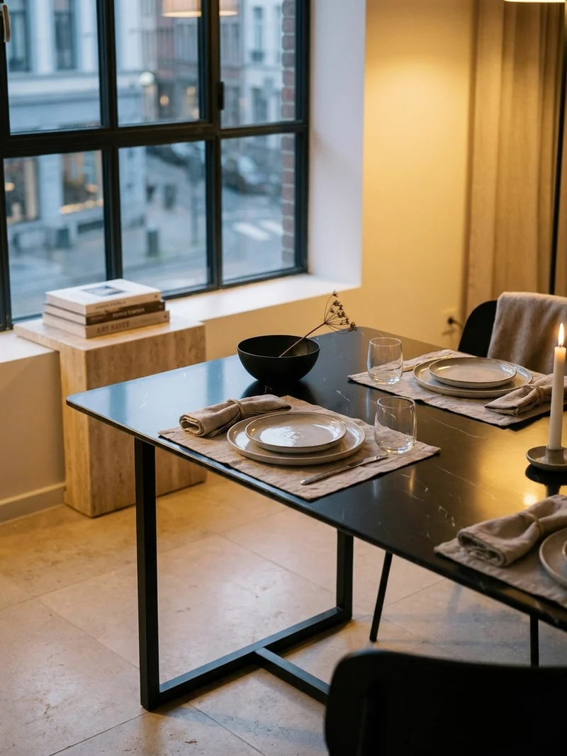 Esstisch Marmoroptik Metall Rechteckig Modern Klein