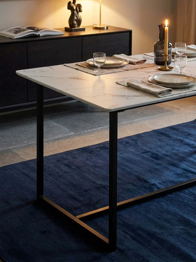 Esstisch Marmoroptik Metall Rechteckig Modern Klein