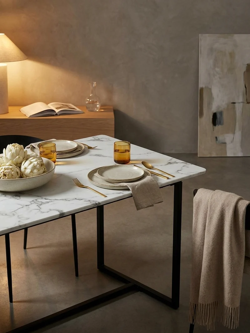 Esstisch Marmoroptik Metall Rechteckig Modern Klein