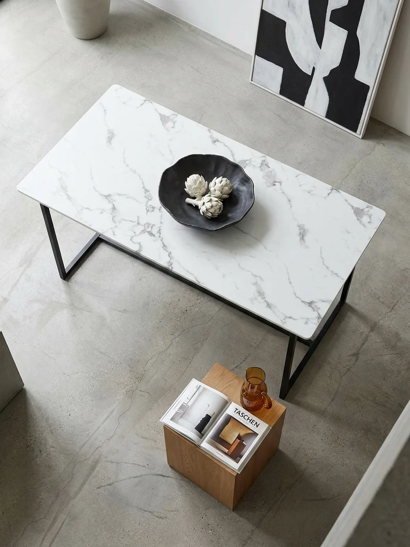 Esstisch Marmoroptik Metall Rechteckig Modern Klein