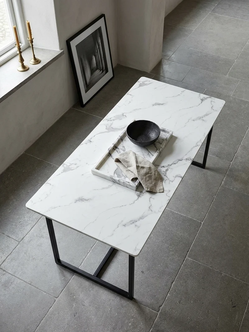 Esstisch Marmoroptik Metall Rechteckig Modern Klein