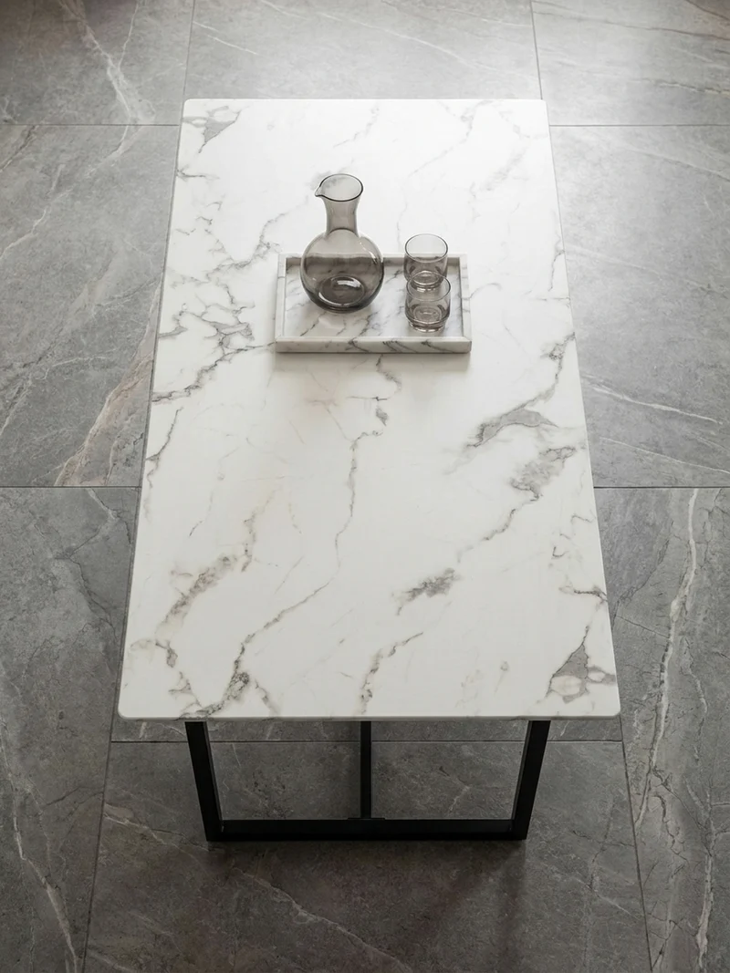 Esstisch Marmoroptik Metall Rechteckig Modern Klein