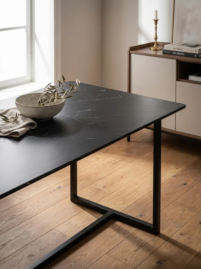 Esstisch Marmoroptik Metall Rechteckig Modern Klein