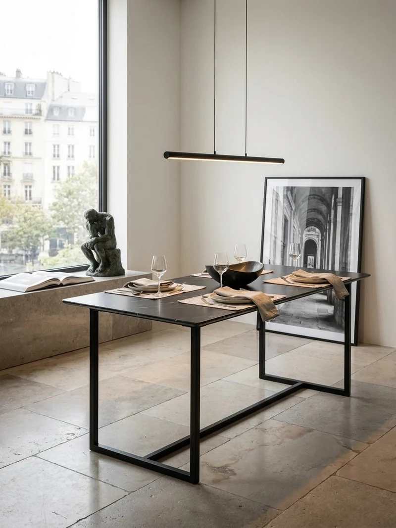 Esstisch Marmoroptik Metall Rechteckig Modern Klein