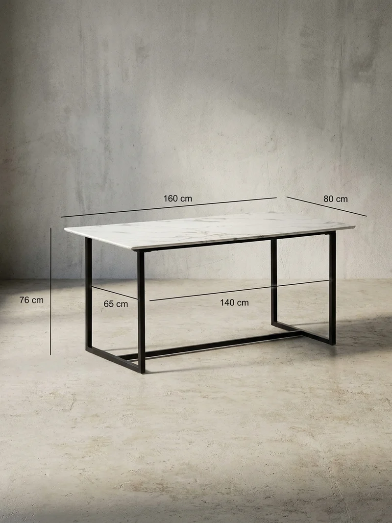 Esstisch Marmoroptik Metall Rechteckig Modern Klein
