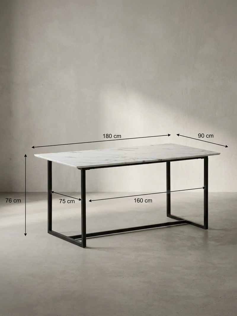 Esstisch Marmoroptik Metall Rechteckig Modern Klein