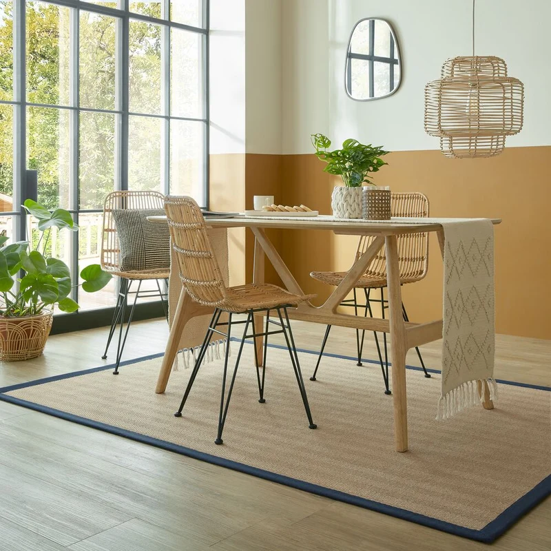 Flachgewebe-Teppich Fischgrät-Bordüre · Jute-Mix · 5 mm Profil