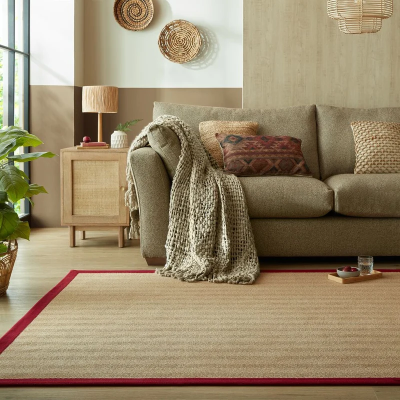 Flachgewebe-Teppich Fischgrät-Bordüre · Jute-Mix · 5 mm Profil