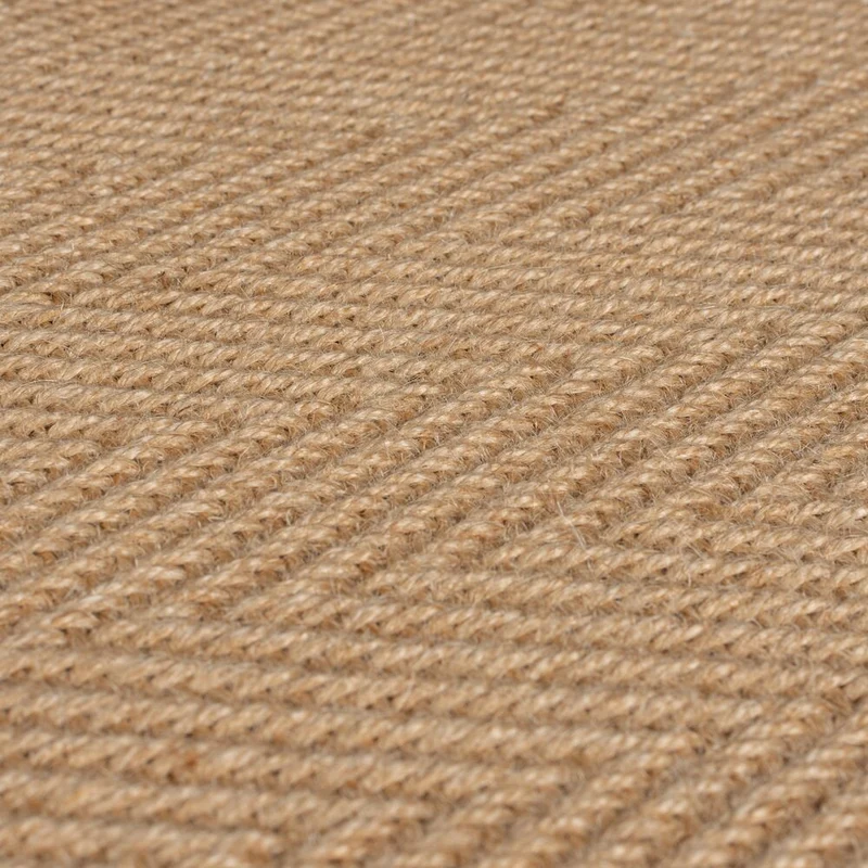 Flachgewebe-Teppich Fischgrät-Bordüre · Jute-Mix · 5 mm Profil