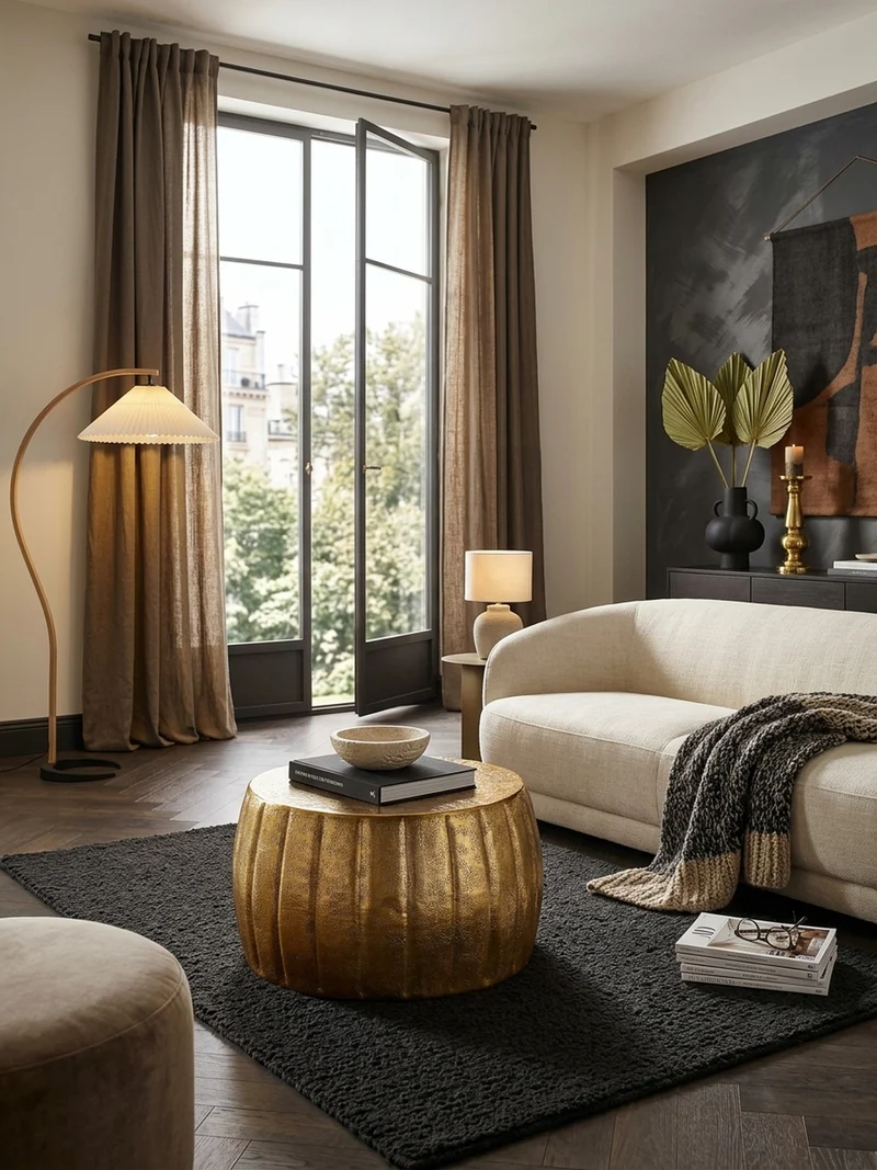 Couchtisch im orientalischen Stil aus strukturiertem Aluminium