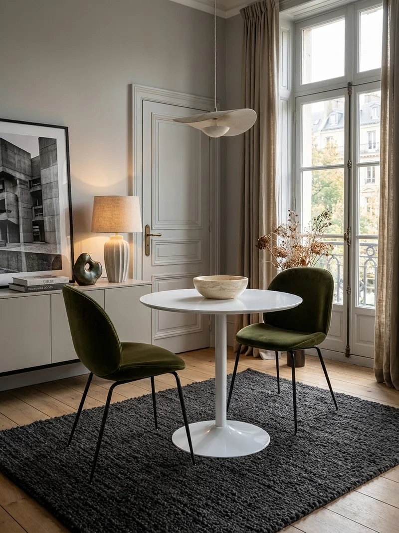 Esstisch – Hochglanz Weiß 75x75x74 cm Trompetenfuß für 2 Personen