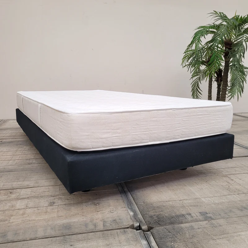 Boxspringbett 100x200 Schwarz Stoff Inkl. Matratze Einzelbett Bett Gebraucht