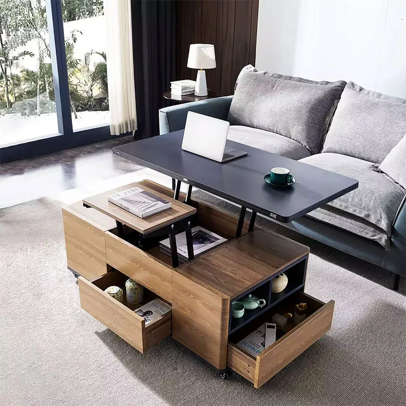 3-in-1-Klapp-Lift-Top-Multifunktions-Couchtisch mit Universalrädern