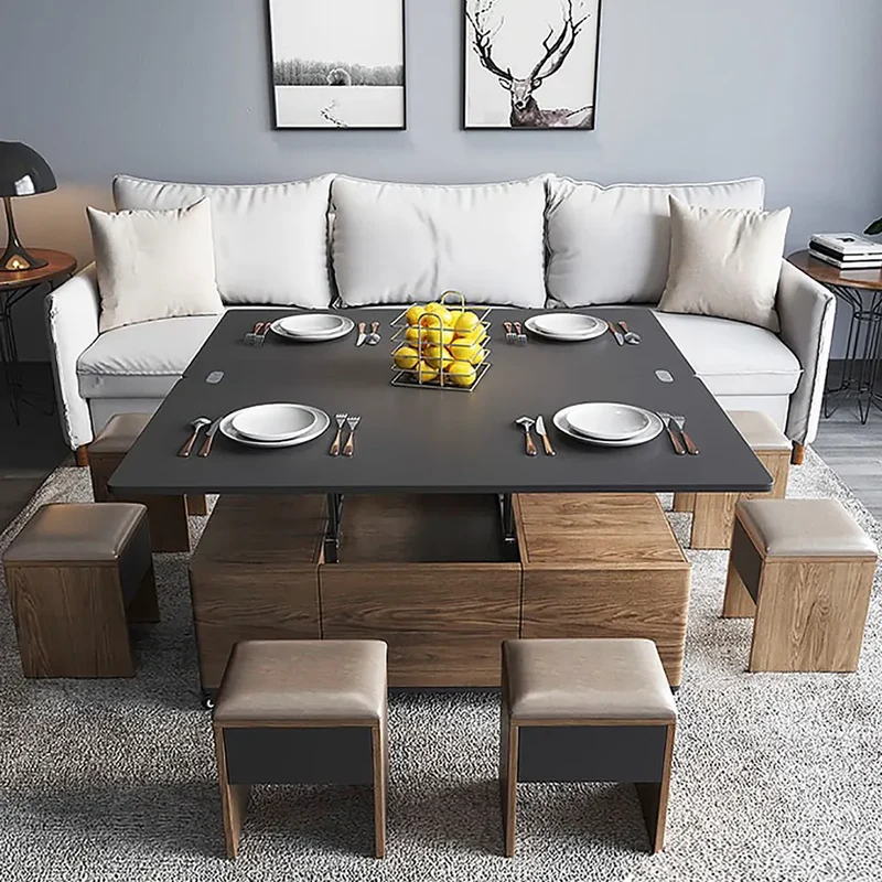 3-in-1-Klapp-Lift-Top-Multifunktions-Couchtisch mit Universalrädern