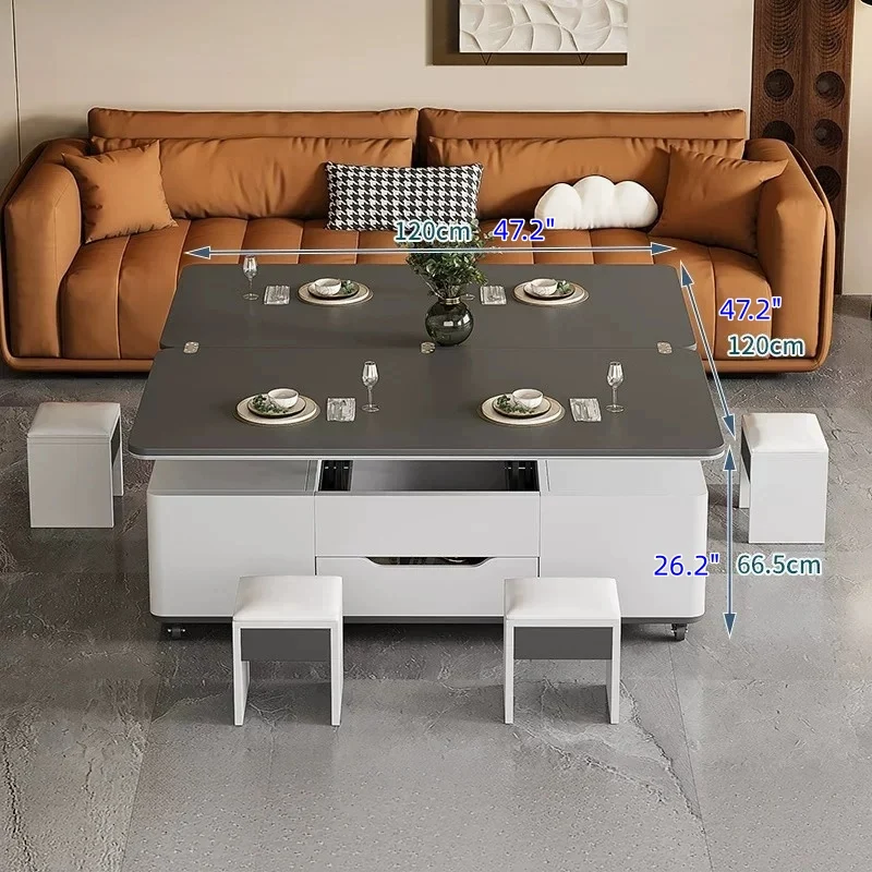 3-in-1-Klapp-Lift-Top-Multifunktions-Couchtisch mit Universalrädern