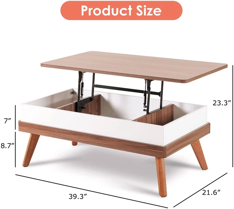 Einfach zu montierender Lift-Top-Couchtisch mit verstecktem Staufach