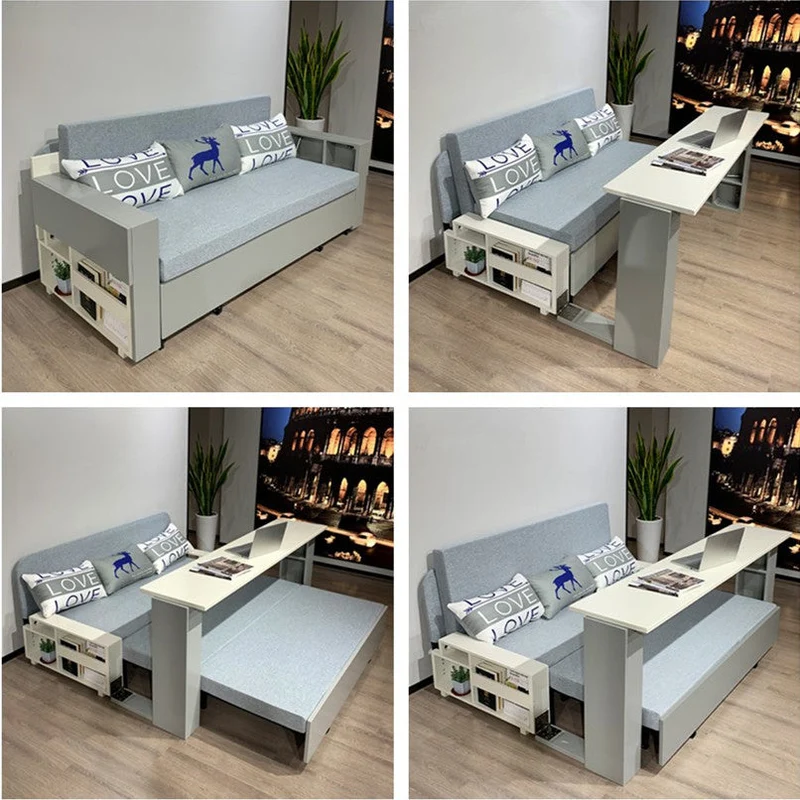 Platzsparendes Multifunktions-Schlafsofa mit klappbarem Schreibtisch
