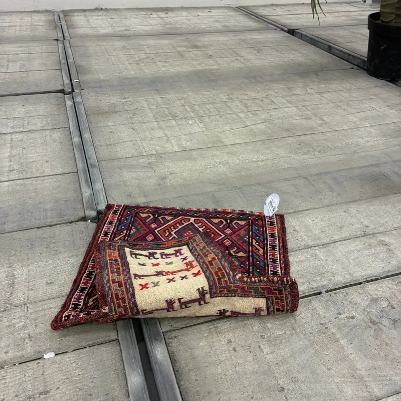 Orient Kelim 37x50cm Wandbehang Nomadentasche Satteltasche Bestickt Teppich Gebraucht