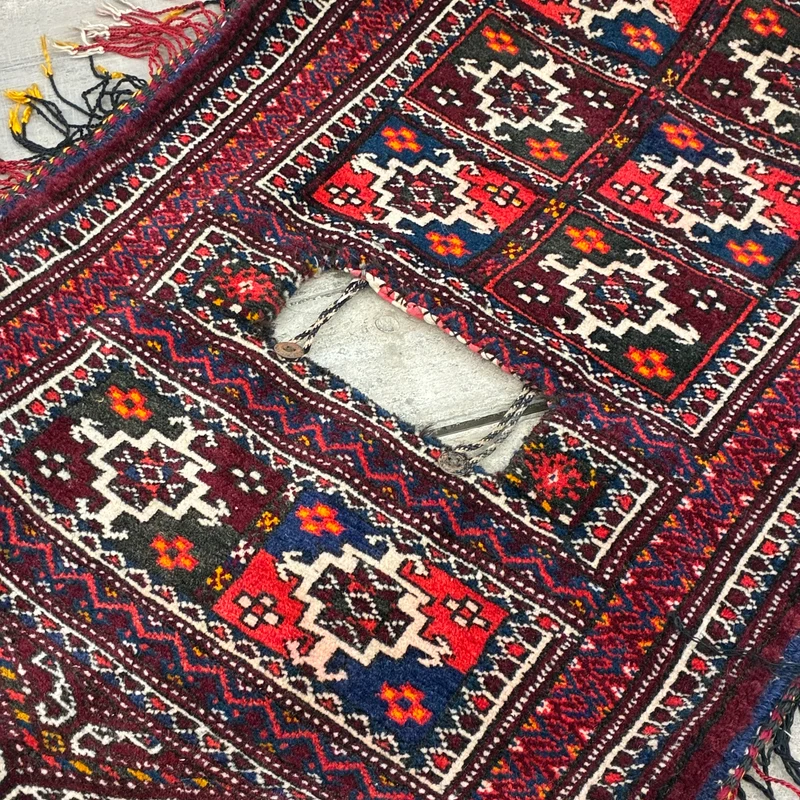 Orient Kelim 50x72cm Wandbehang Nomadentasche Satteltasche Quasten Teppich Gebraucht