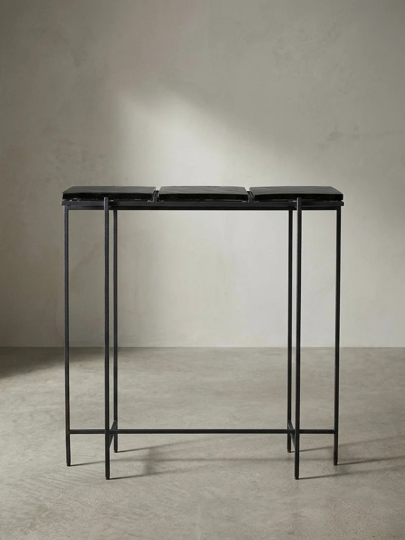 Konsolentisch – Schwarz/Glas, 90x29x85 cm, Metallgestell, mit abnehmbaren Tischplatten