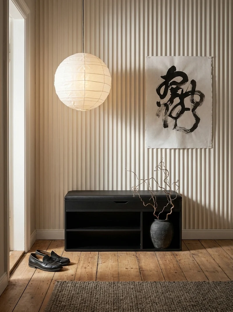 Schuhbank – Kunstleder/Holz, 104x51x32 cm, Schwarz, mit Stauraum