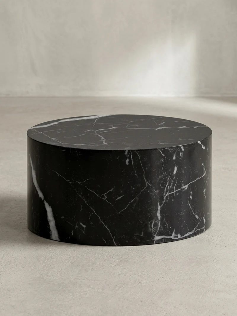 Couchtisch mit Hochglanz-Oberfläche, Marmor-Optik, Design rund