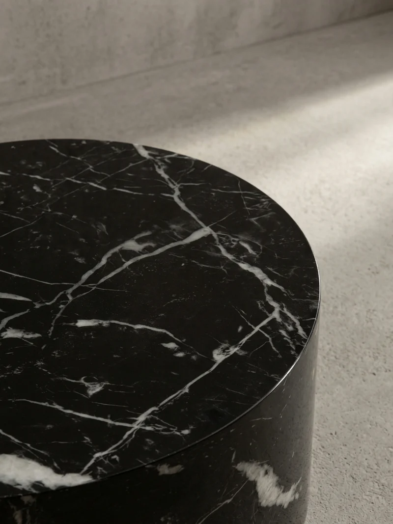 Couchtisch mit Hochglanz-Oberfläche, Marmor-Optik, Design rund
