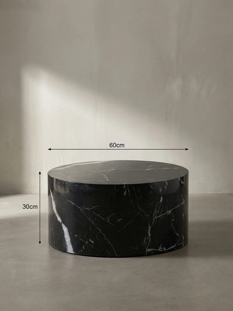 Couchtisch mit Hochglanz-Oberfläche, Marmor-Optik, Design rund