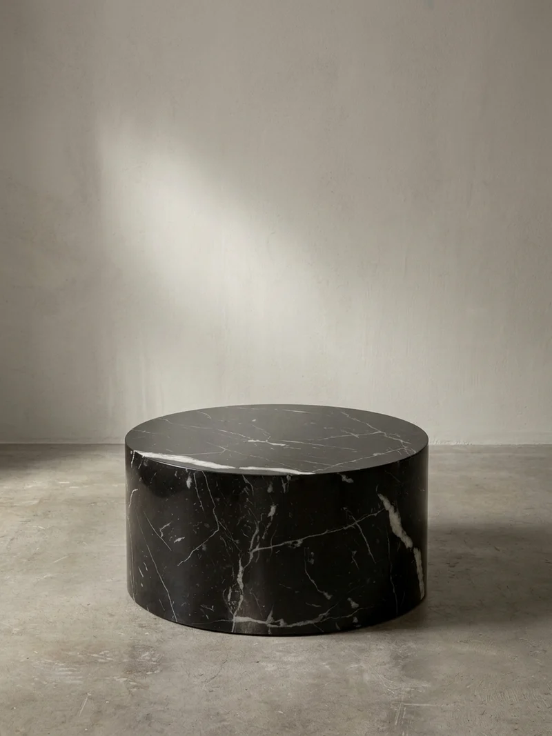 Couchtisch mit Hochglanz-Oberfläche, Marmor-Optik, Design rund