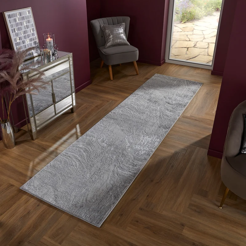 Strukturteppich Marmor-Abstrakt · 12 mm Flor · Gold/Silber