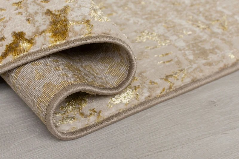 Strukturteppich Marmor-Abstrakt · 12 mm Flor · Gold/Silber