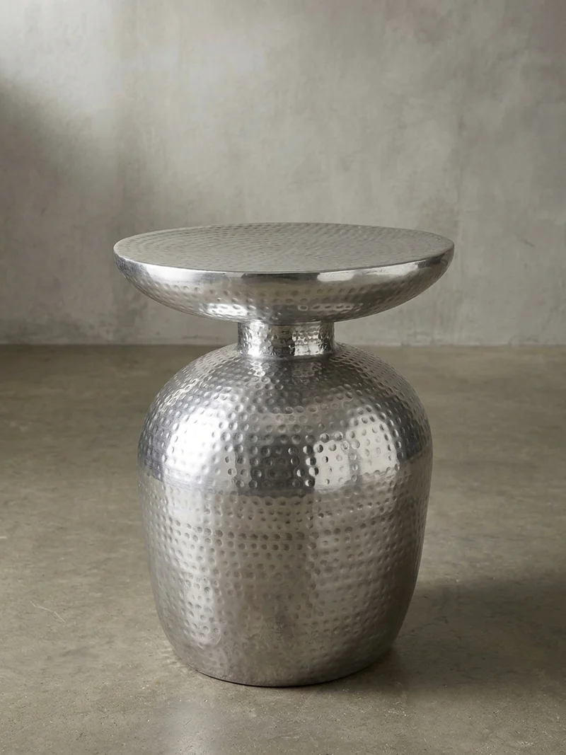 Beistelltisch Aluminium Hammerschlagstruktur Belastbar