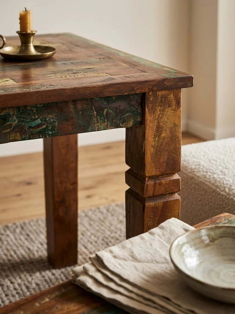 Esstisch Mango Massivholz Klarlack Shabby Design