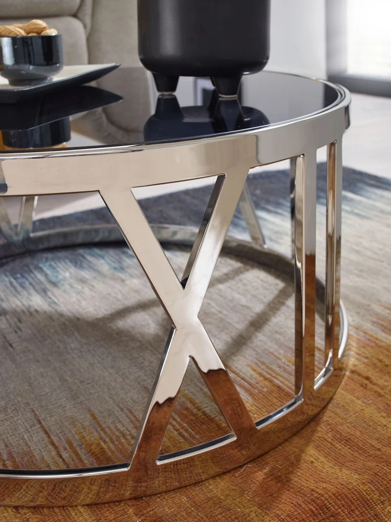 Couchtisch mit Glasplatte, Metallgestell, handgefertigt, Belastbarkeit 20 kg