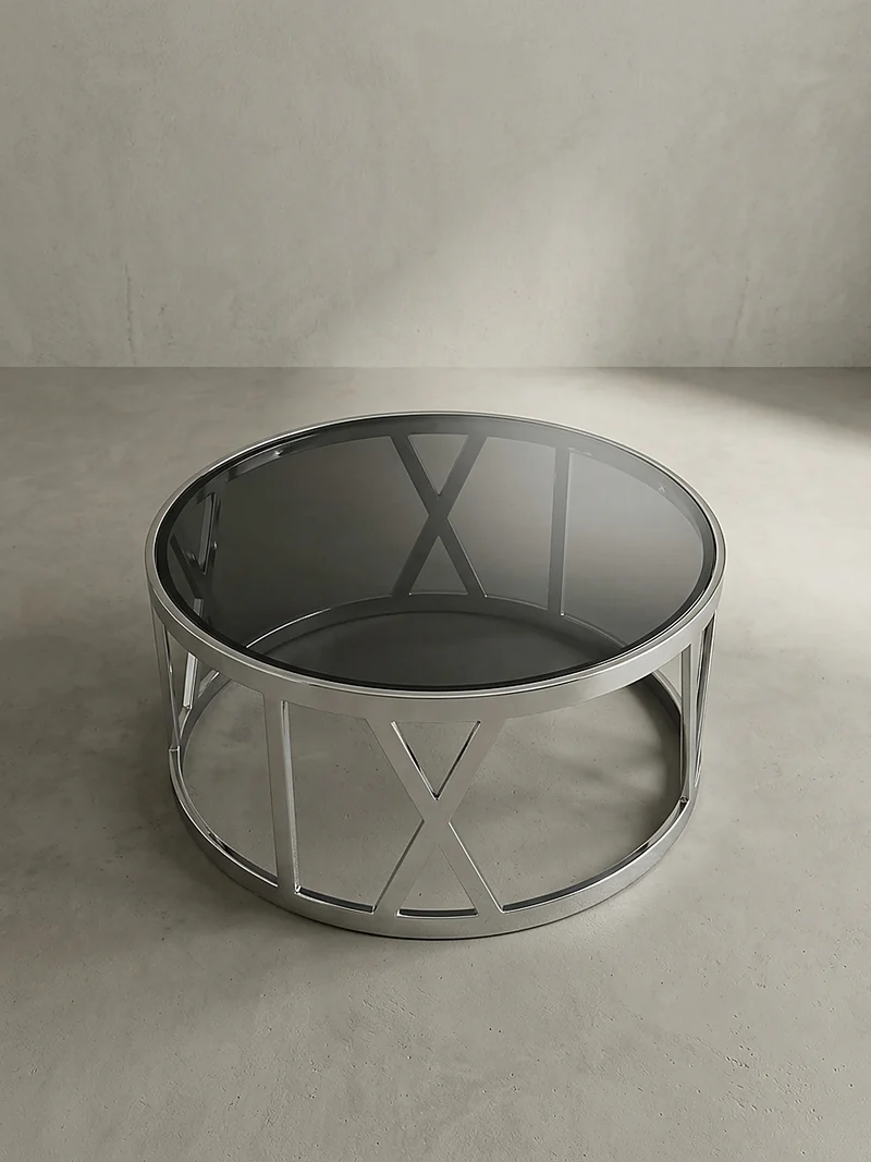 Couchtisch mit Glasplatte, Metallgestell, handgefertigt, Belastbarkeit 20 kg