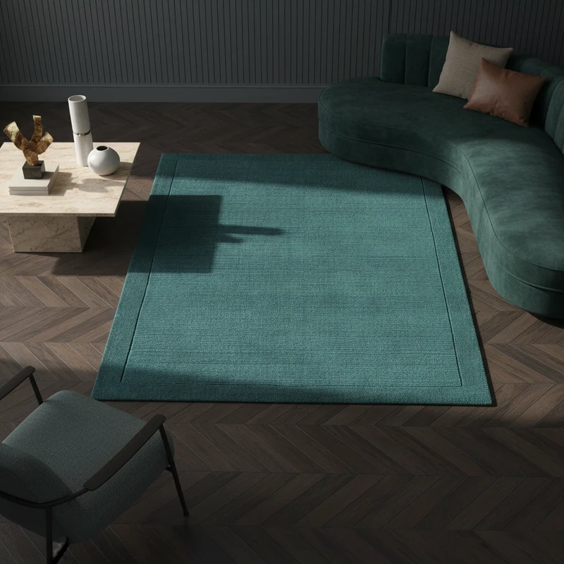 Teppich Schurwolle handgewebt mit Bordüre modern