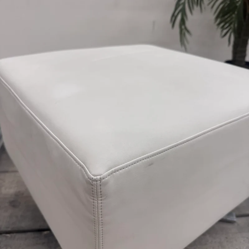 Walter Knoll Sitzhocker Weiß Leder Designer Fußhocker Hocker Gebraucht