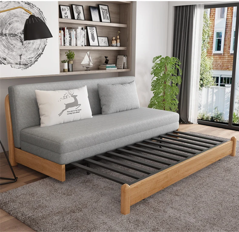 Massivholzrahmen, modernes Schlafsofa mit Stauraum darunter
