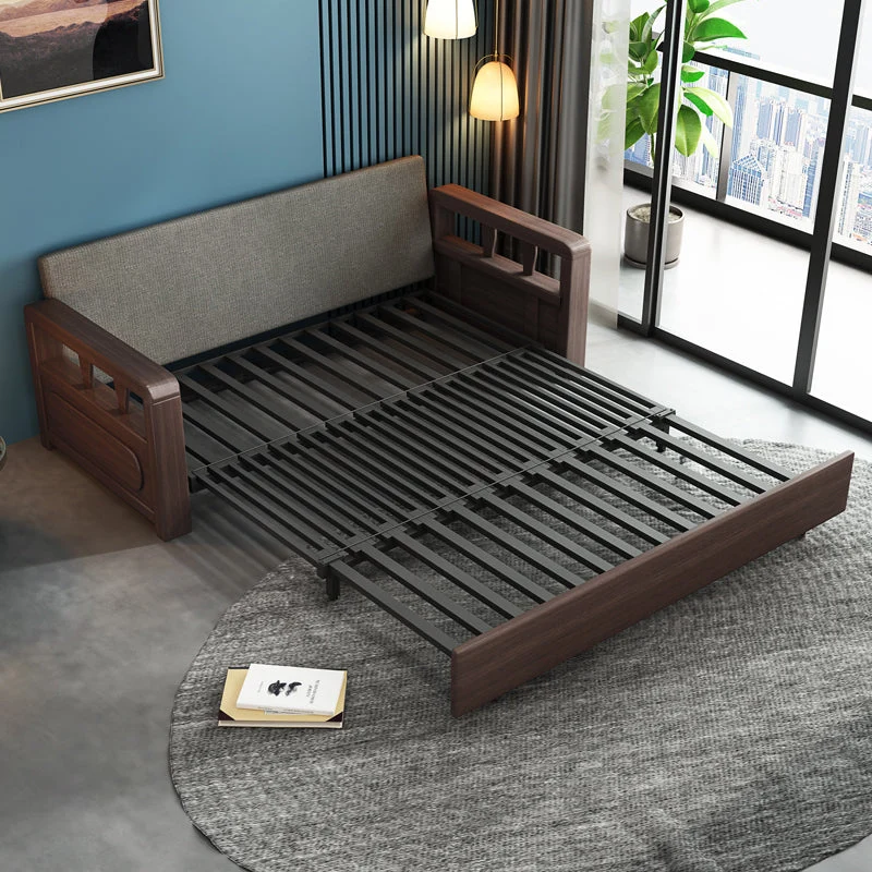 Modernes Schlafsofa mit Massivholzrahmen und Stauraum darunter
