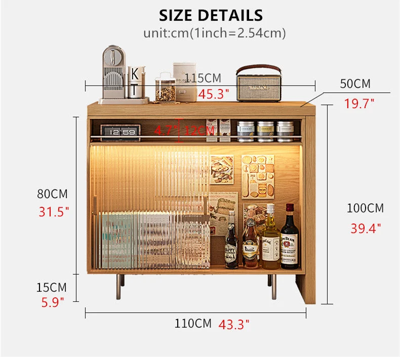 L-Bartisch mit beidseitigem Stauraum, Buffet-Sideboard-Schrank