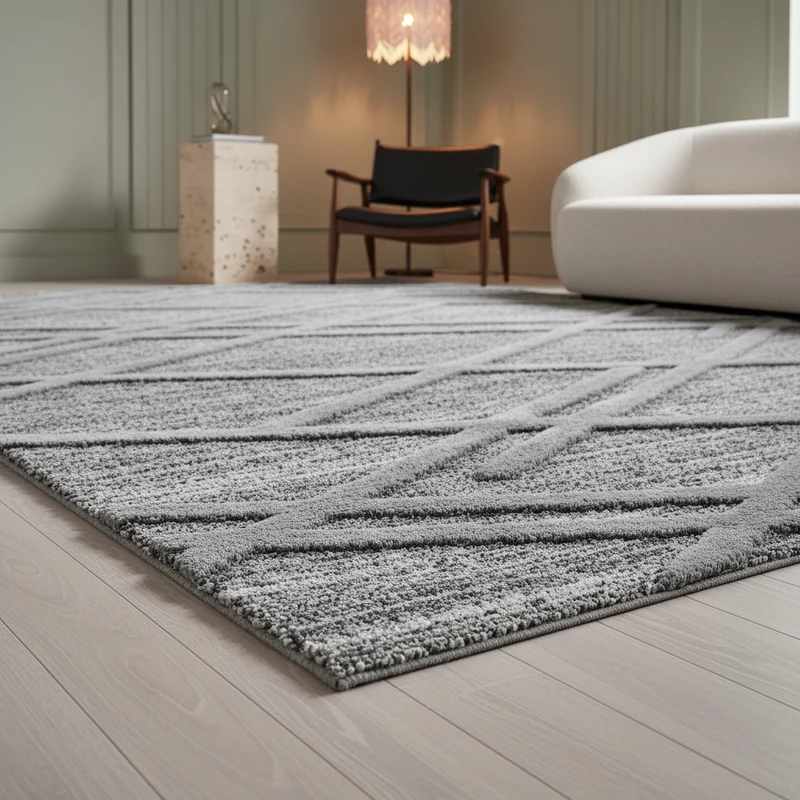 3D Hochflor-Teppich Diagonale Wellen – Waschbar | Expressiver Hoch-Tief-Effekt | 2,00 cm Florhöhe für Wohnkomfort