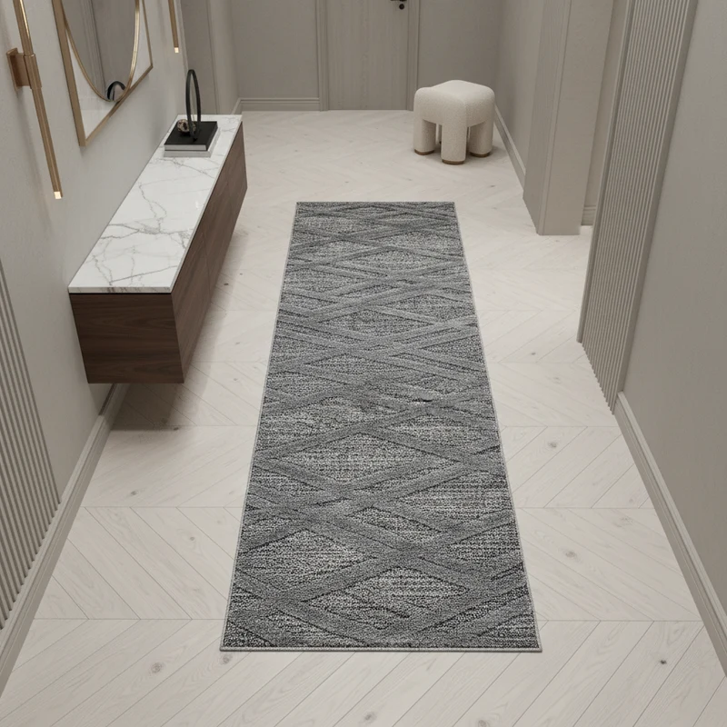 3D Hochflor-Teppich Diagonale Wellen – Waschbar | Expressiver Hoch-Tief-Effekt | 2,00 cm Florhöhe für Wohnkomfort