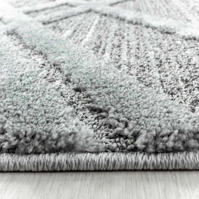 3D Hochflor-Teppich Diagonale Wellen – Waschbar | Expressiver Hoch-Tief-Effekt | 2,00 cm Florhöhe für Wohnkomfort