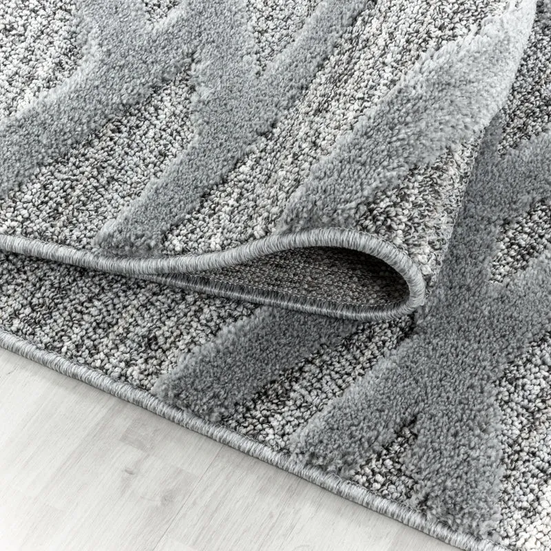 3D Hochflor-Teppich Diagonale Wellen – Waschbar | Expressiver Hoch-Tief-Effekt | 2,00 cm Florhöhe für Wohnkomfort