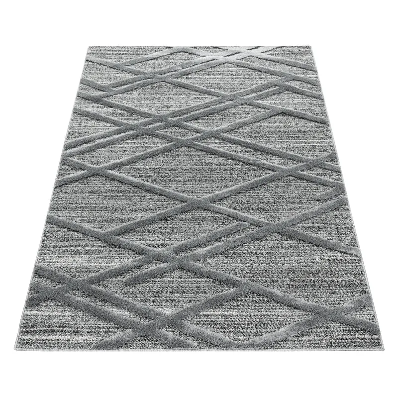 3D Hochflor-Teppich Diagonale Wellen – Waschbar | Expressiver Hoch-Tief-Effekt | 2,00 cm Florhöhe für Wohnkomfort