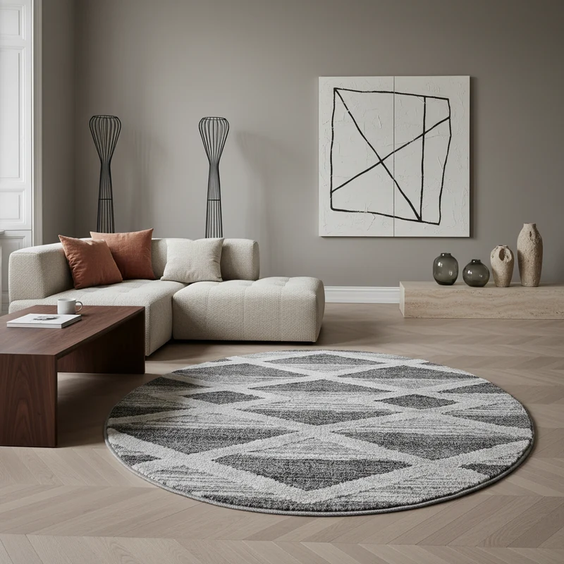 3D Hochflor-Teppich Dreiecks-Streifen – Waschbar | Grafischer Hoch-Tief-Effekt | 2,00 cm Florhöhe für Wohnkomfort