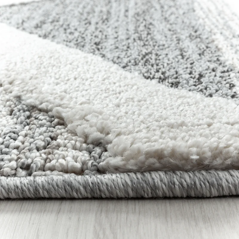 3D Hochflor-Teppich Dreiecks-Streifen – Waschbar | Grafischer Hoch-Tief-Effekt | 2,00 cm Florhöhe für Wohnkomfort