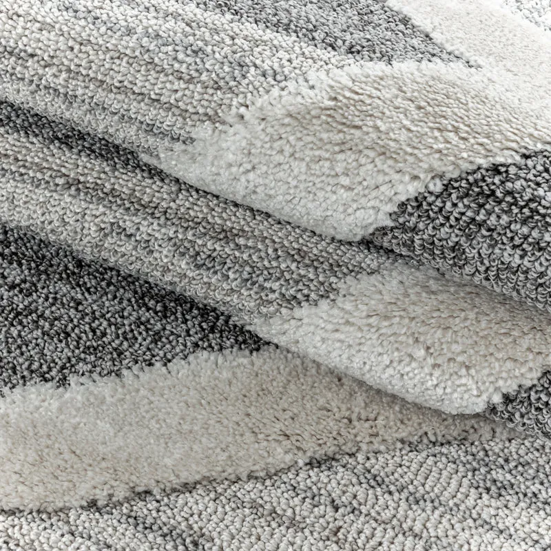 3D Hochflor-Teppich Dreiecks-Streifen – Waschbar | Grafischer Hoch-Tief-Effekt | 2,00 cm Florhöhe für Wohnkomfort