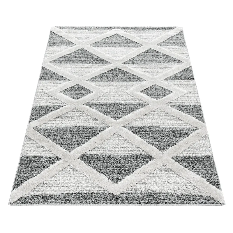 3D Hochflor-Teppich Dreiecks-Streifen – Waschbar | Grafischer Hoch-Tief-Effekt | 2,00 cm Florhöhe für Wohnkomfort